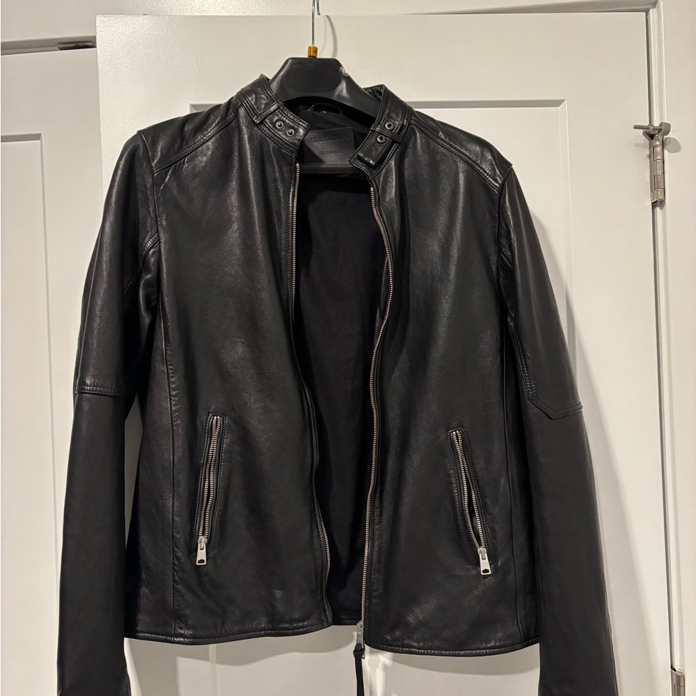All Saints Charcoal Leather Jacket